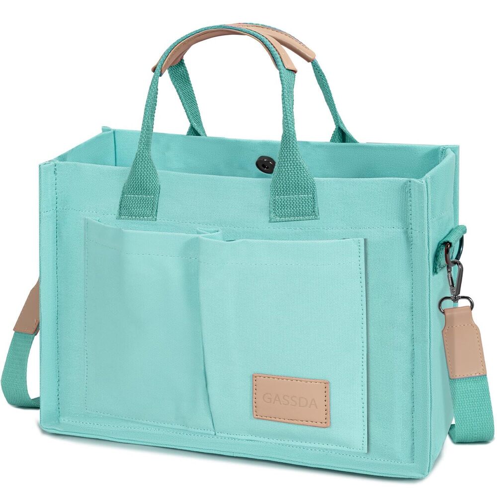 1860 Canvas Tote Bag Crossbody Work Purse with Pockets Top Handle Handbag